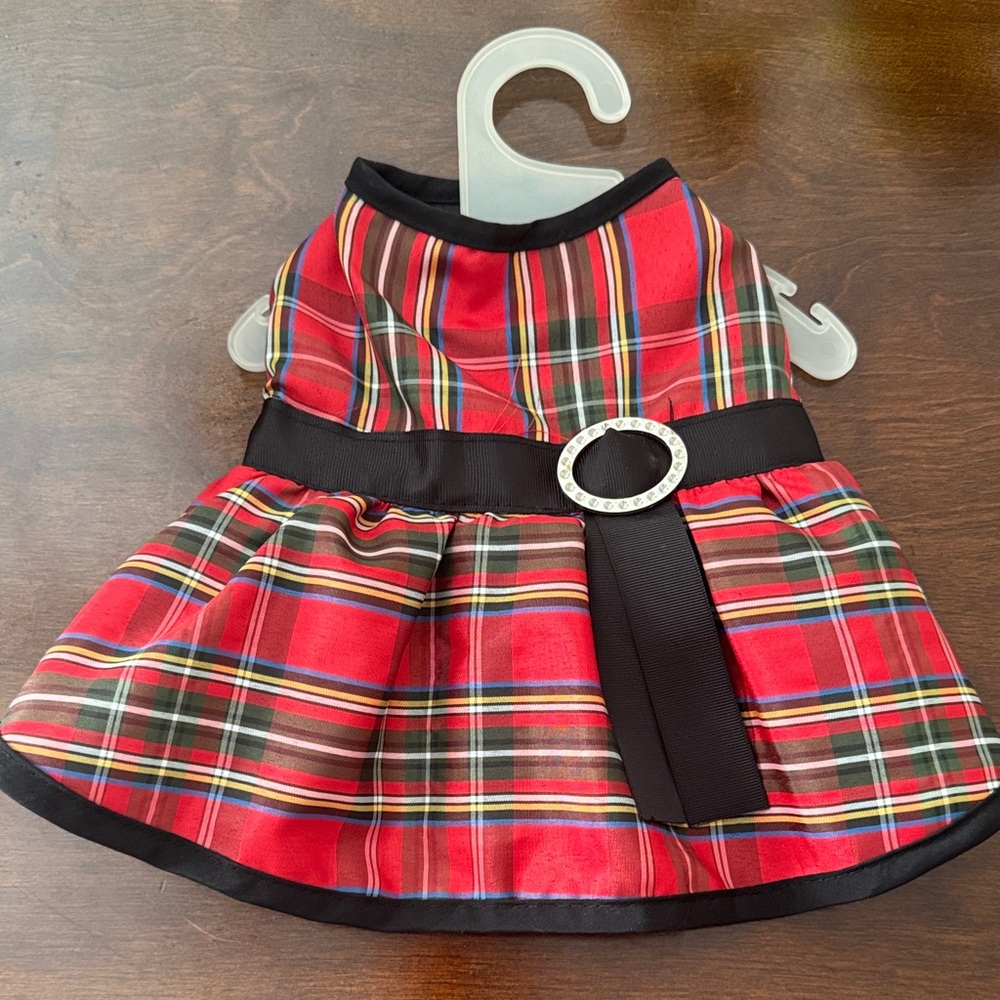 Plaid Dog Dress with Black Belt